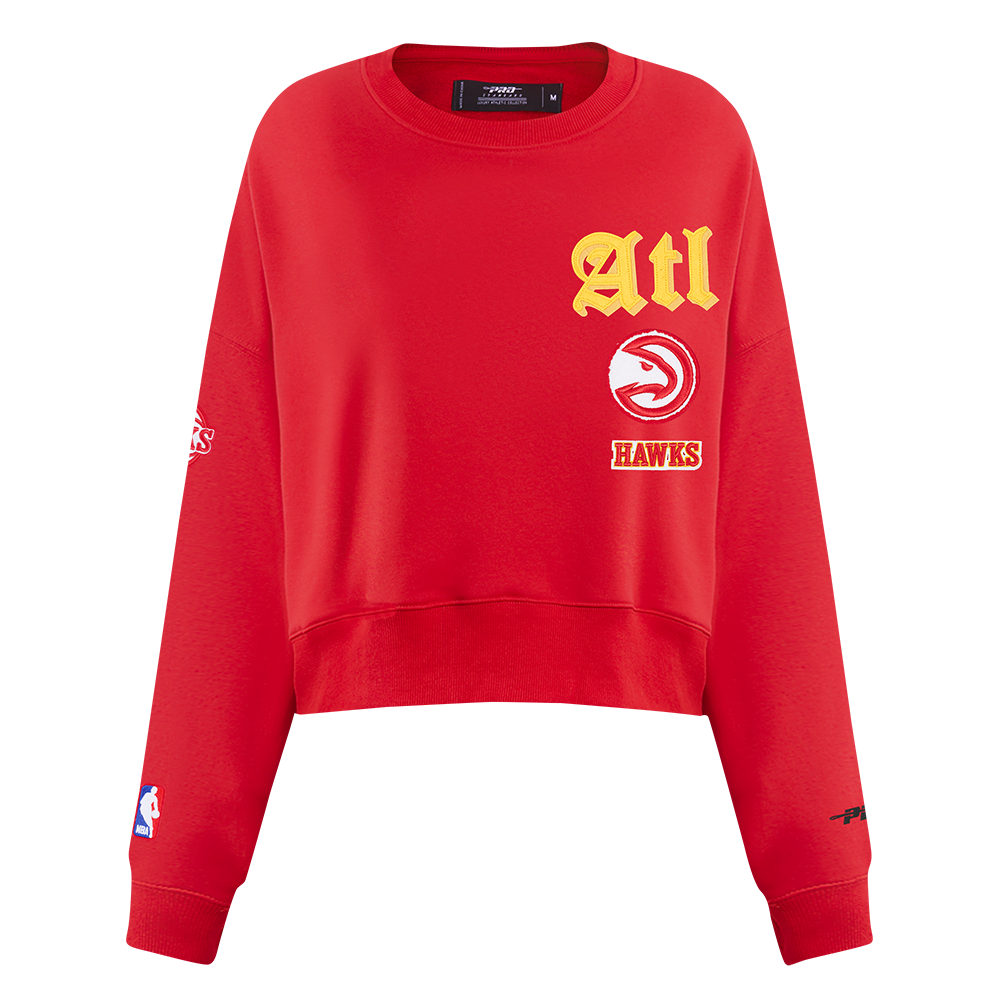 SUDADERA DE CUELLO REDONDO NBA ATLANTA HAWKS OLD ENGLISH PARA MUJER