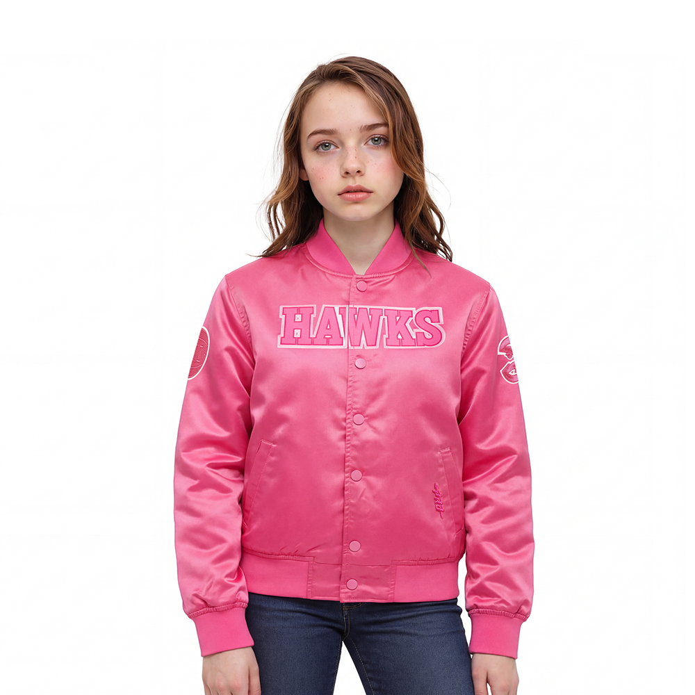CHAMARRA DE SATIN NBA ATLANTA HAWKS CLASSIC TRIPLE PINK PARA NIÑA