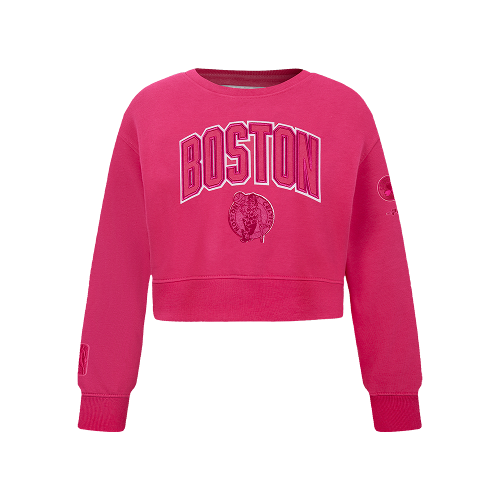 SUDADERA DE CUELLO REDONDO NBA BOSTON CELTICS CLASSIC TRIPLE PINK PARA NIÑA JUNIOR