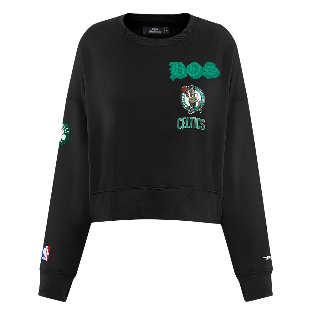 SUDADERA DE CUELLO REDONDO NBA BOSTON CELTICS OLD ENGLISH PARA MUJER
