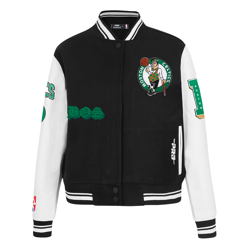 CHAMARRA UNIVERSITARIA NBA BOSTON CELTICS OLD ENGLISH PARA MUJER