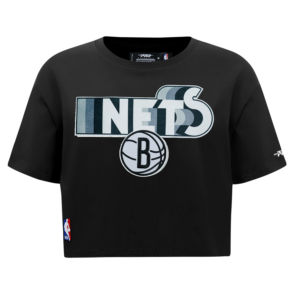 PLAYERA CROP NBA BROOKLYN NETS RETRO ELEVATION PARA MUJER