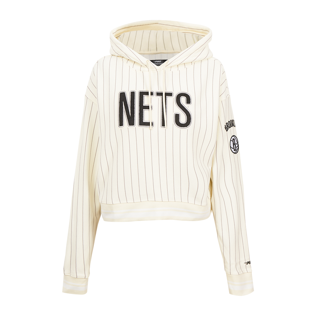 SUDADERA CON GORRO NBA BROOKLYN NETS PINSTRIPE RETRO CLASSIC PARA MUJER