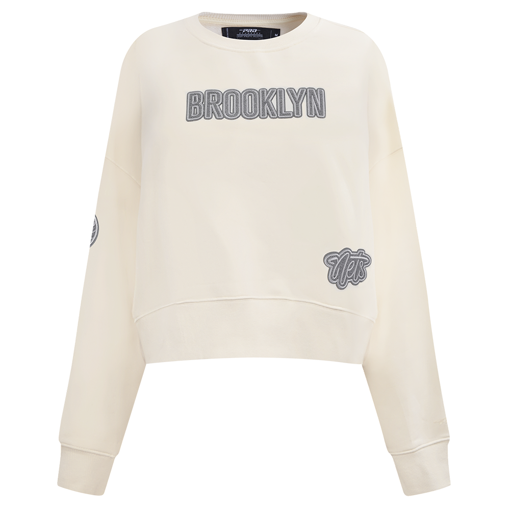 SUDADERA DE CUELLO REDONDO NBA BROOKLYN NETS REVERSE FRENCH TERRY PARA MUJER