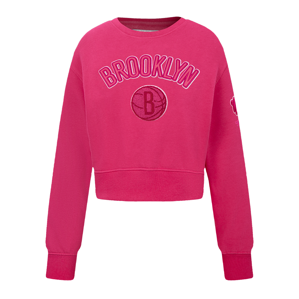 SUDADERA DE CUELLO REDONDO NBA BROOKLYN NETS CLASSIC TRIPLE PINK PARA NIÑA