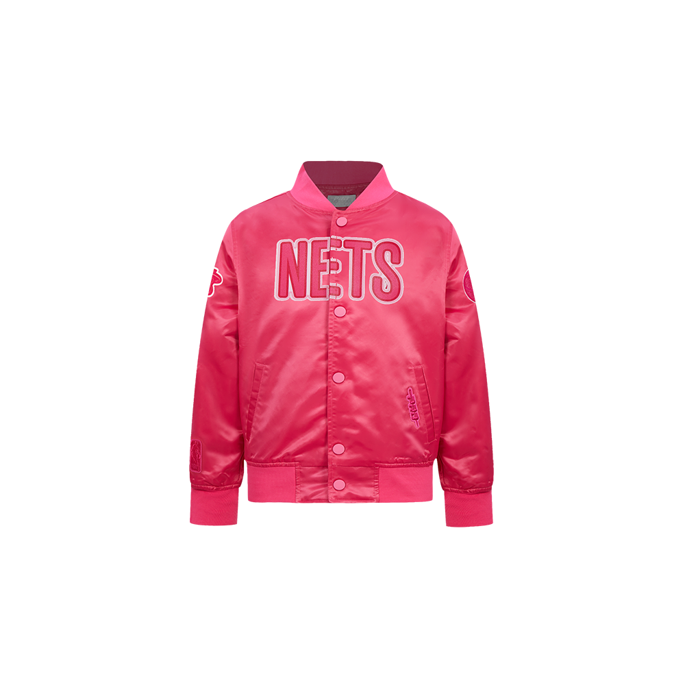 CHAMARRA DE SATIN NBA BROOKLYN NETS CLASSIC TRIPLE PINK PARA BEBÉ NIÑA