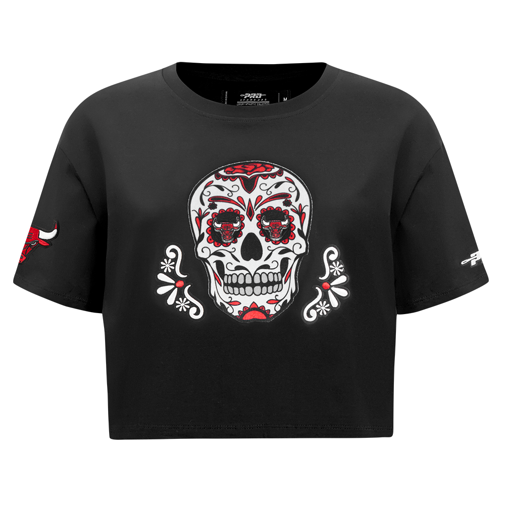 PLAYERA CROP NBA CHICAGO BULLS SUGAR SKULL PARA MUJER