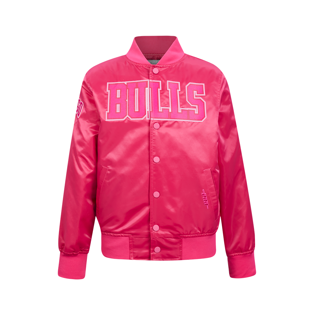 CHAMARRA DE SATIN NBA CHICAGO BULLS CLASSIC TRIPLE PINK PARA NIÑA JUNIOR