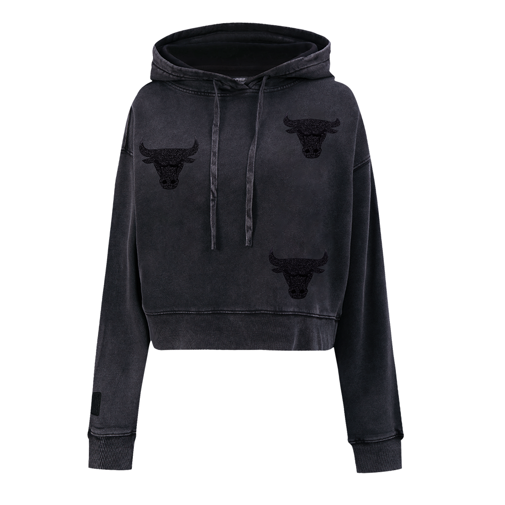 SUDADERA CON GORRO NBA CHICAGO BULLS WASHED CRYSTALLINE PARA MUJER