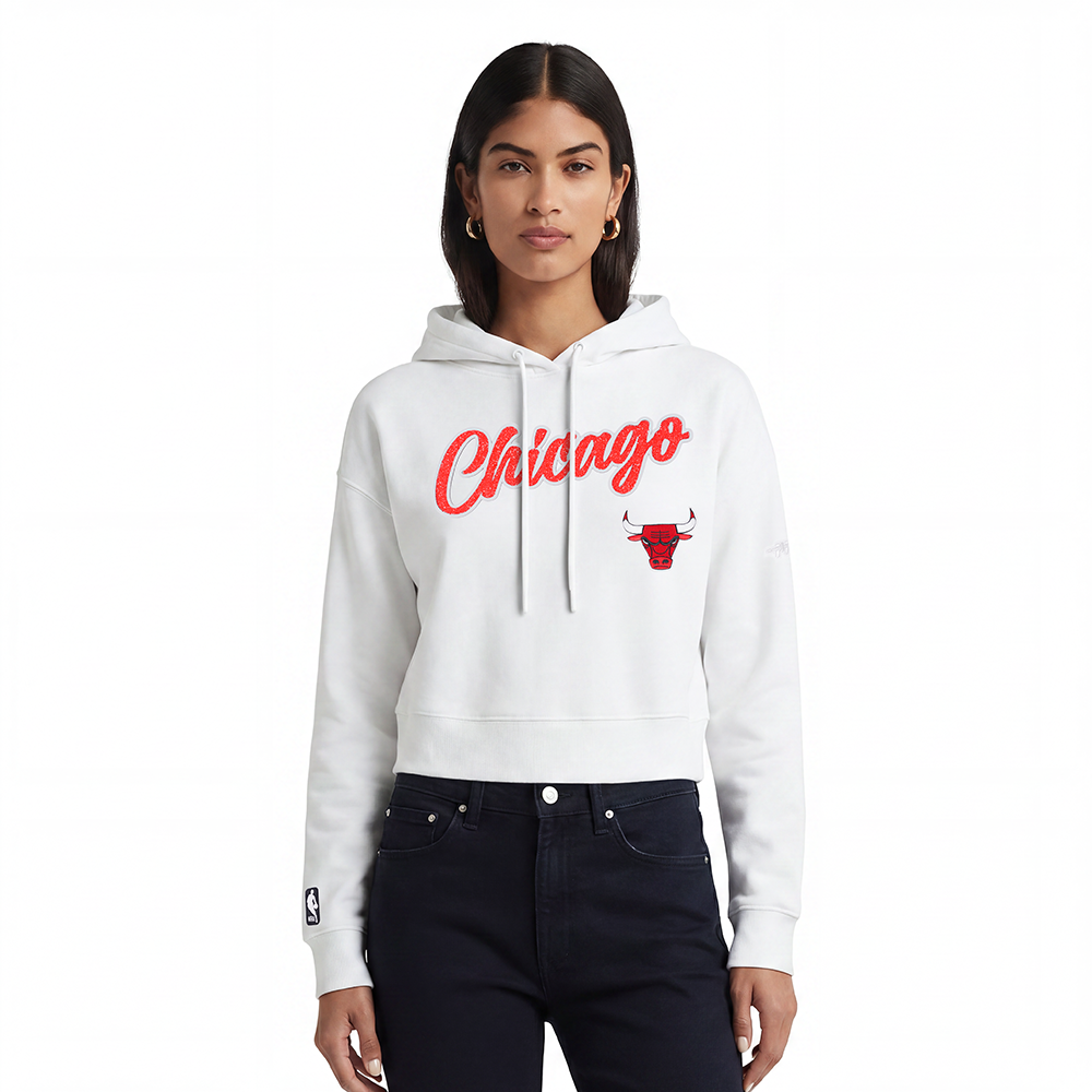 SUDADERA CON GORRO NBA CHICAGO BULLS TEAM CRYSTALLINE PARA MUJER