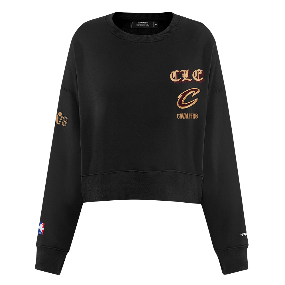 SUDADERA DE CUELLO REDONDO NBA CLEVELAND CAVALIERS OLD ENGLISH PARA MUJER