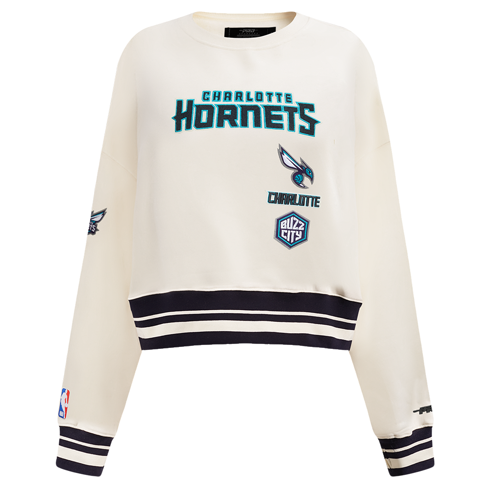 SUDADERA DE CUELLO REDONDO NBA CHARLOTTE HORNETS RETRO CLASSICS PARA MUJER