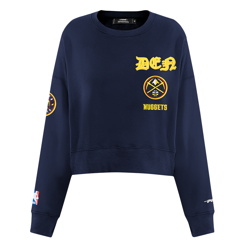 SUDADERA DE CUELLO REDONDO NBA DENVER NUGGETS OLD ENGLISH PARA MUJER