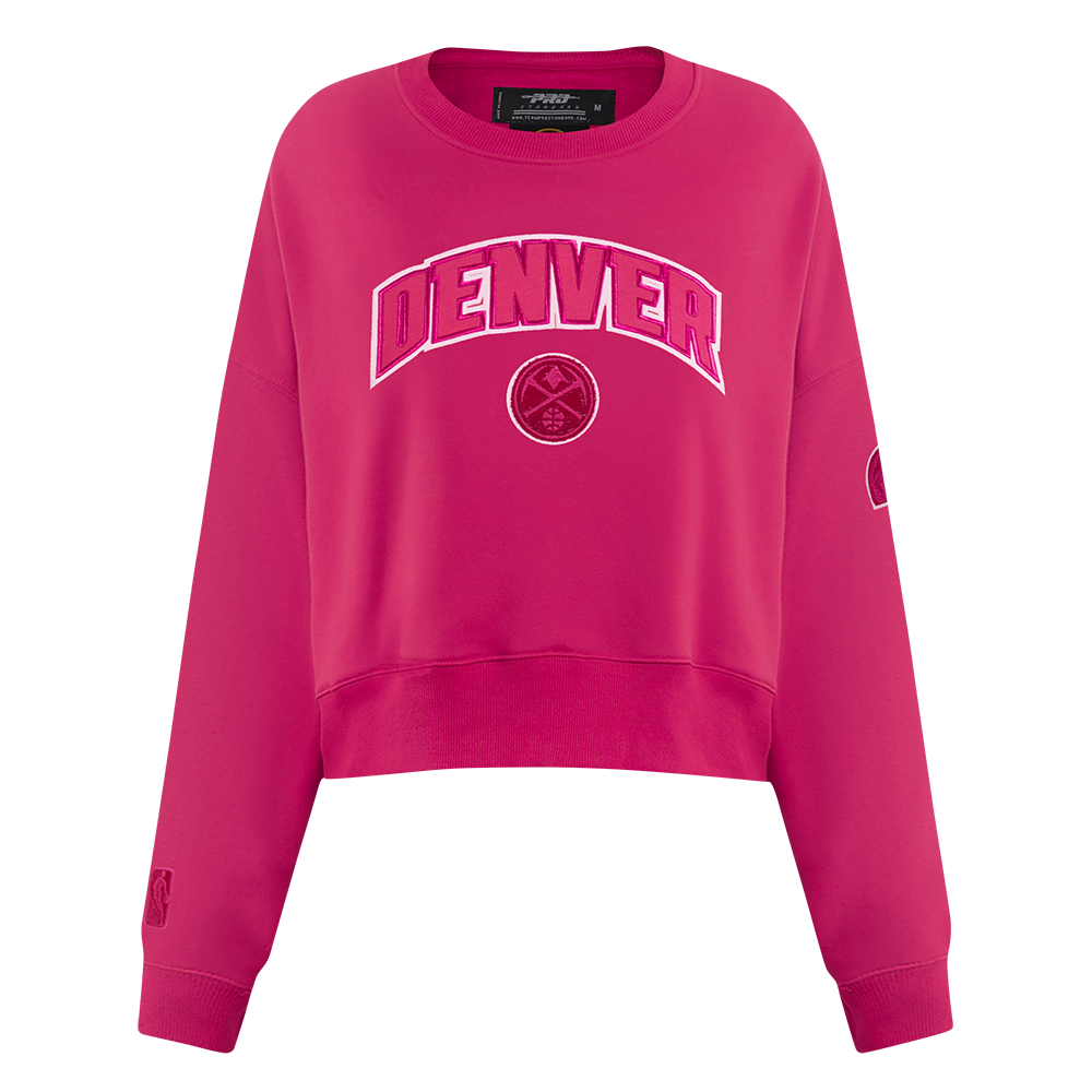 SUDADERA DE CUELLO REDONDO NBA DENVER NUGGETS CLASSIC TRIPLE PINK PARA MUJER