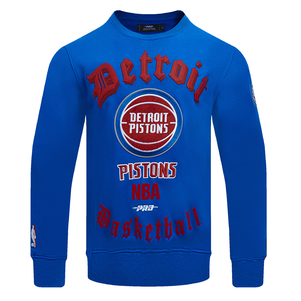 SUDADERA DE CUELLO REDONDO NBA DETROIT PISTONS OLD ENGLISH