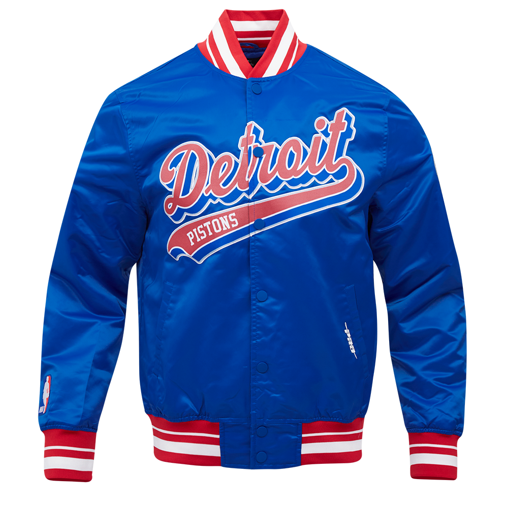 CHAMARRA DE SATÍN NBA DETROIT PISTONS SCRIPT TAIL