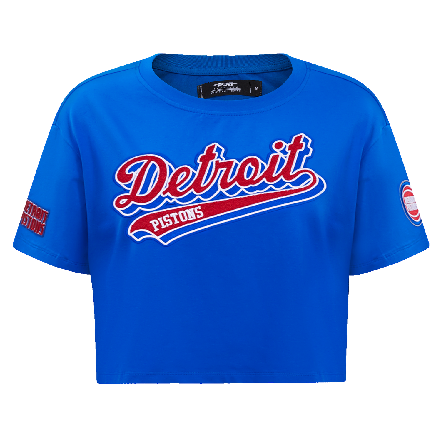 PLAYERA CROP NBA DETROIT PISTONS SCRIPT TAIL PARA MUJER