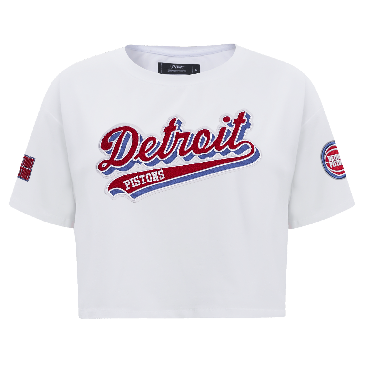 PLAYERA CROP NBA DETROIT PISTONS SCRIPT TAIL PARA MUJER