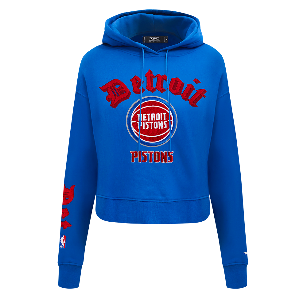 SUDADERA CON GORRO NBA DETROIT PISTONS OLD ENGLISH PARA MUJER