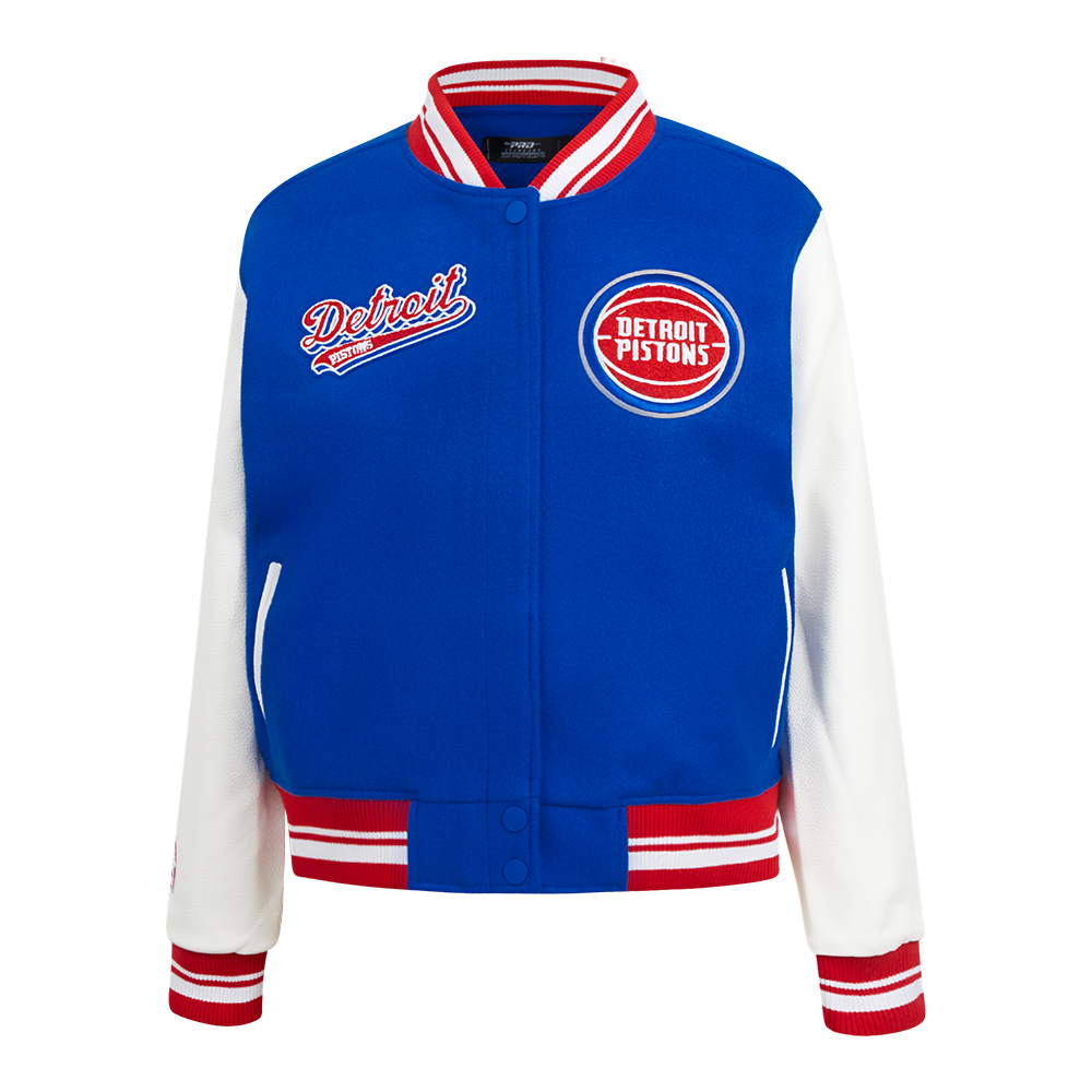CHAMARRA UNIVERSITARIA NBA DETROIT PISTONS SCRIPT TAIL PARA MUJER