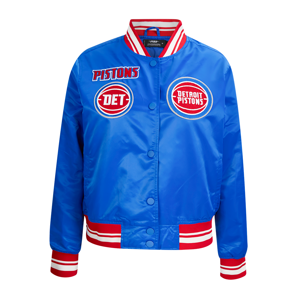 CHAMARRA DE SATÍN NBA DETROIT PISTONS RETRO CLASSICS PARA MUJER