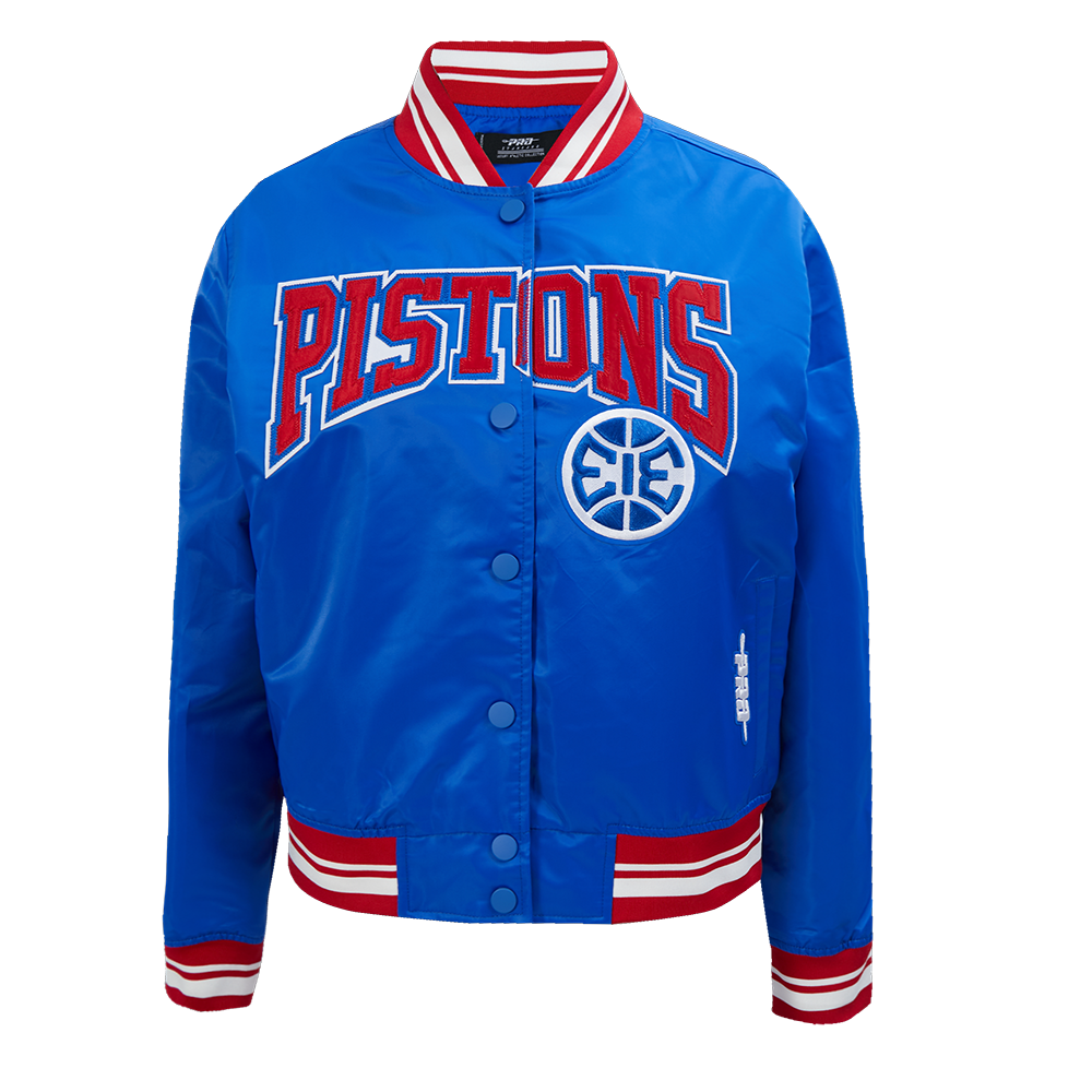 CHAMARRA DE SATIN NBA DETROIT PISTONS CREST EMBLEM PARA MUJER