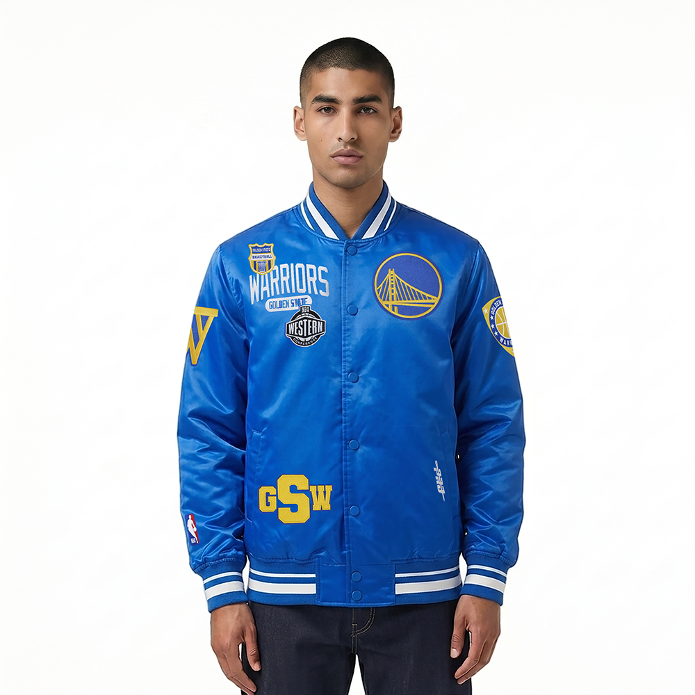 CHAMARRA DE SATIN NBA GOLDEN STATE WARRIORS LETTERMAN