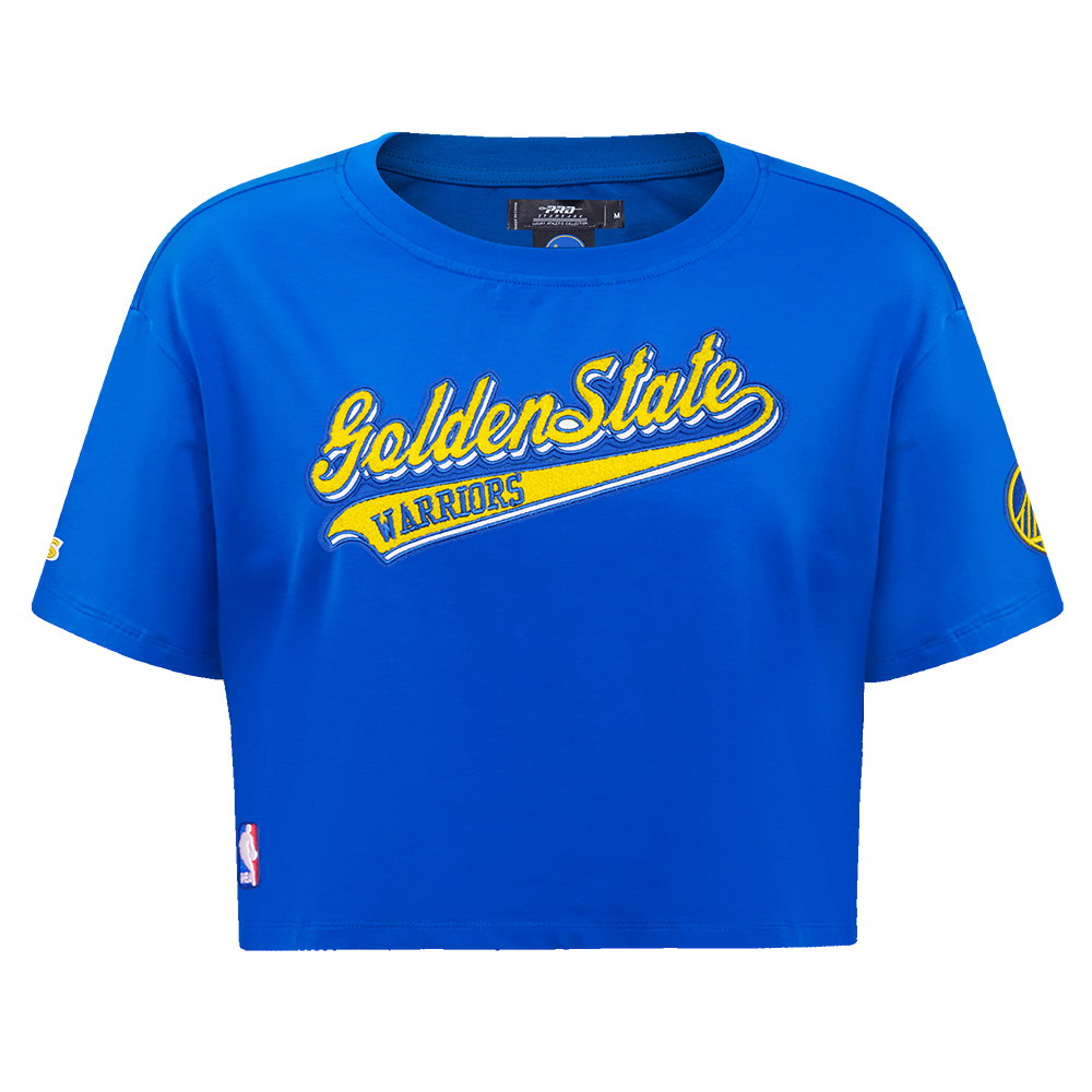PLAYERA CROP NBA GOLDEN STATE WARRIORS SCRIPT TAIL PARA MUJER