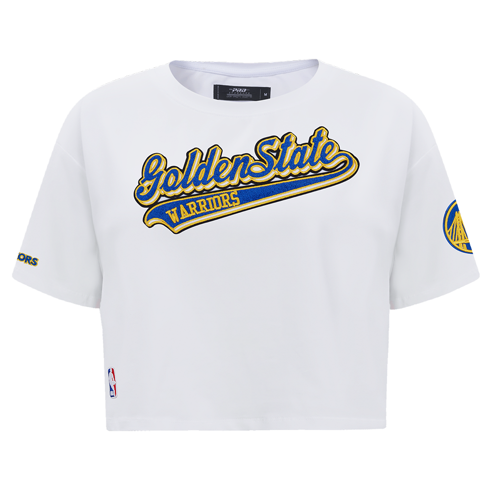 PLAYERA CROP NBA GOLDEN STATE WARRIORS SCRIPT TAIL PARA MUJER