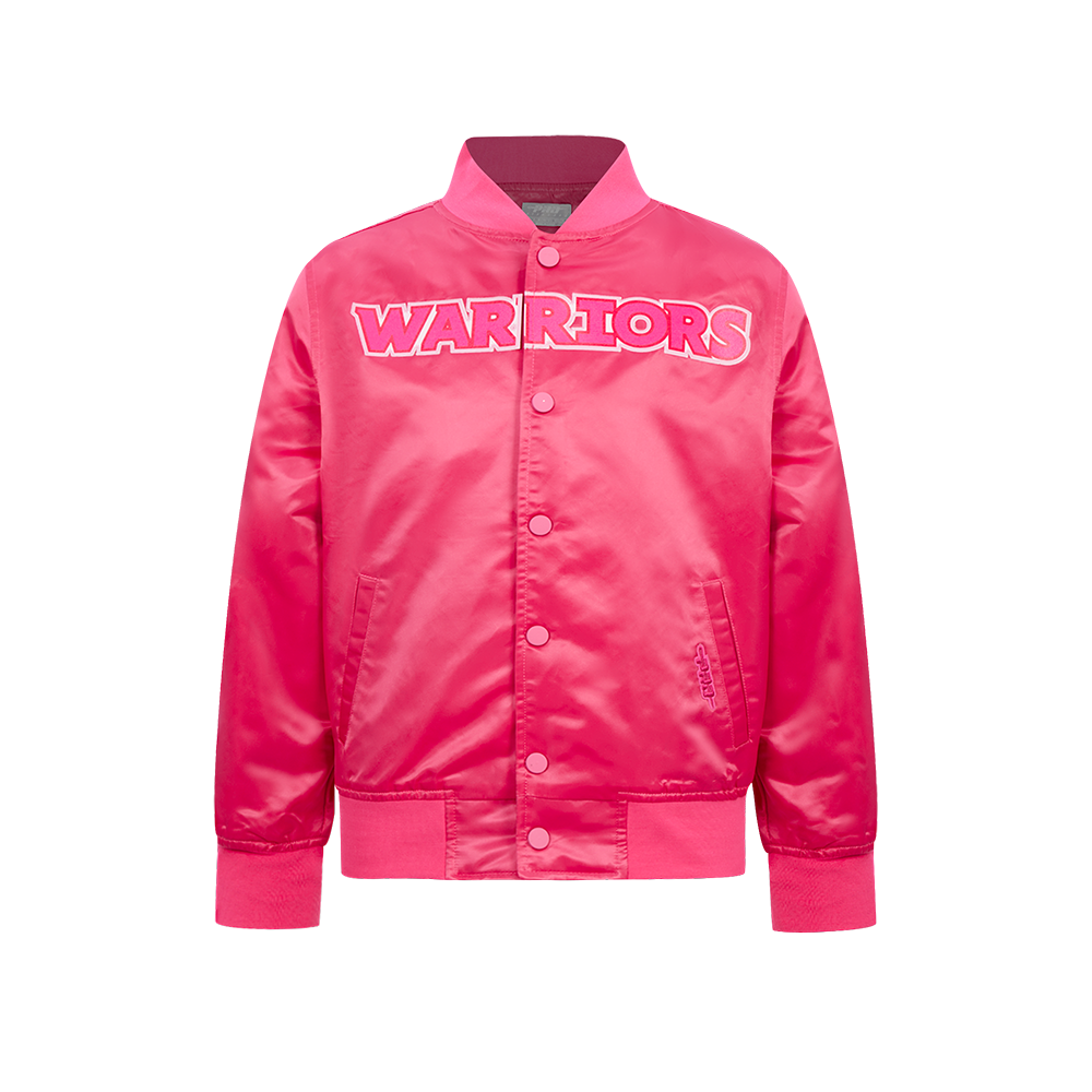 CHAMARRA DE SATIN NBA GOLDEN STATE WARRIORS CLASSIC TRIPLE PINK PARA NIÑA JUNIOR