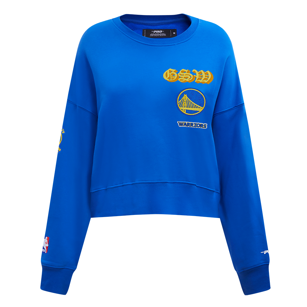 SUDADERA DE CUELLO REDONDO NBA GOLDEN STATE WARRIORS OLD ENGLISH PARA MUJER