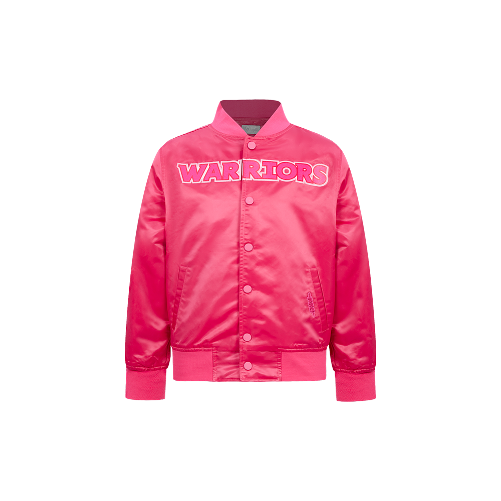 CHAMARRA DE SATIN NBA GOLDEN STATE WARRIORS CLASSIC TRIPLE PINK PARA NIÑA