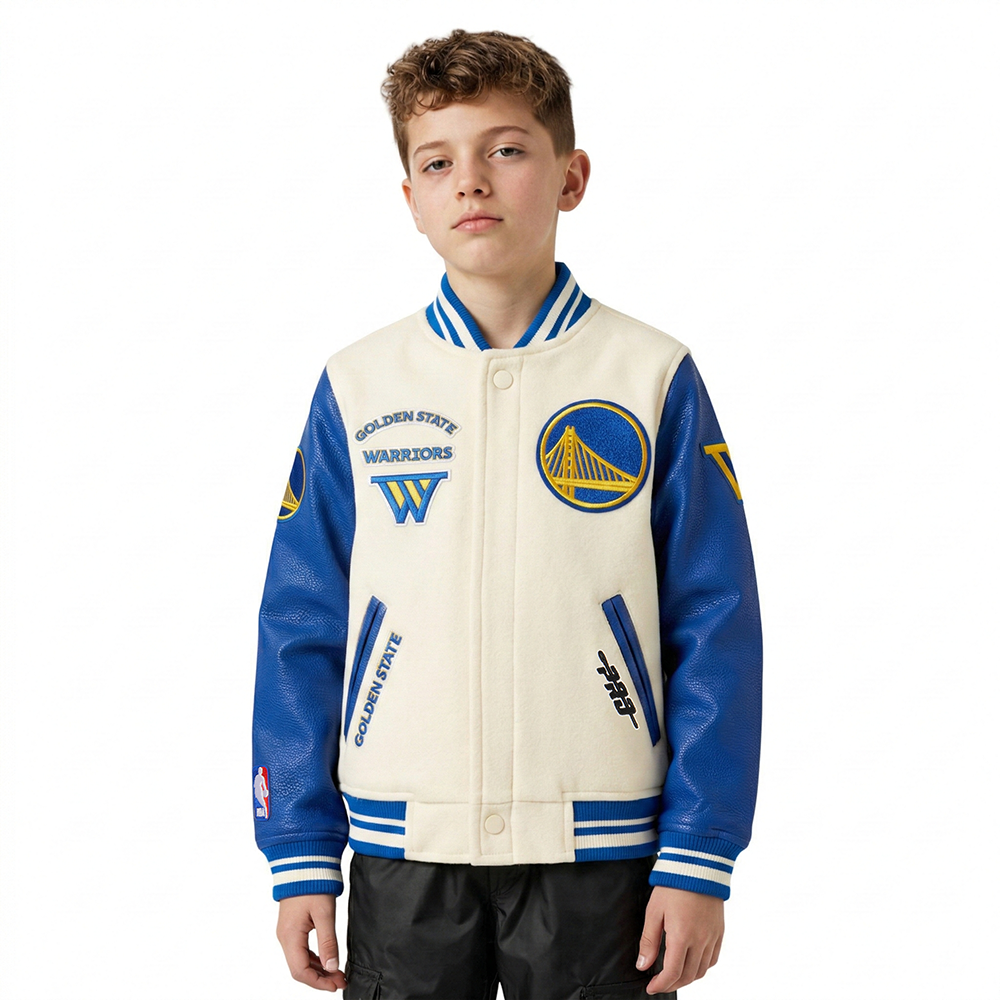 CHAMARRA UNIVERSITARIA NBA GOLDEN STATE WARRIORS RETRO CLASSICS PARA NIÑO