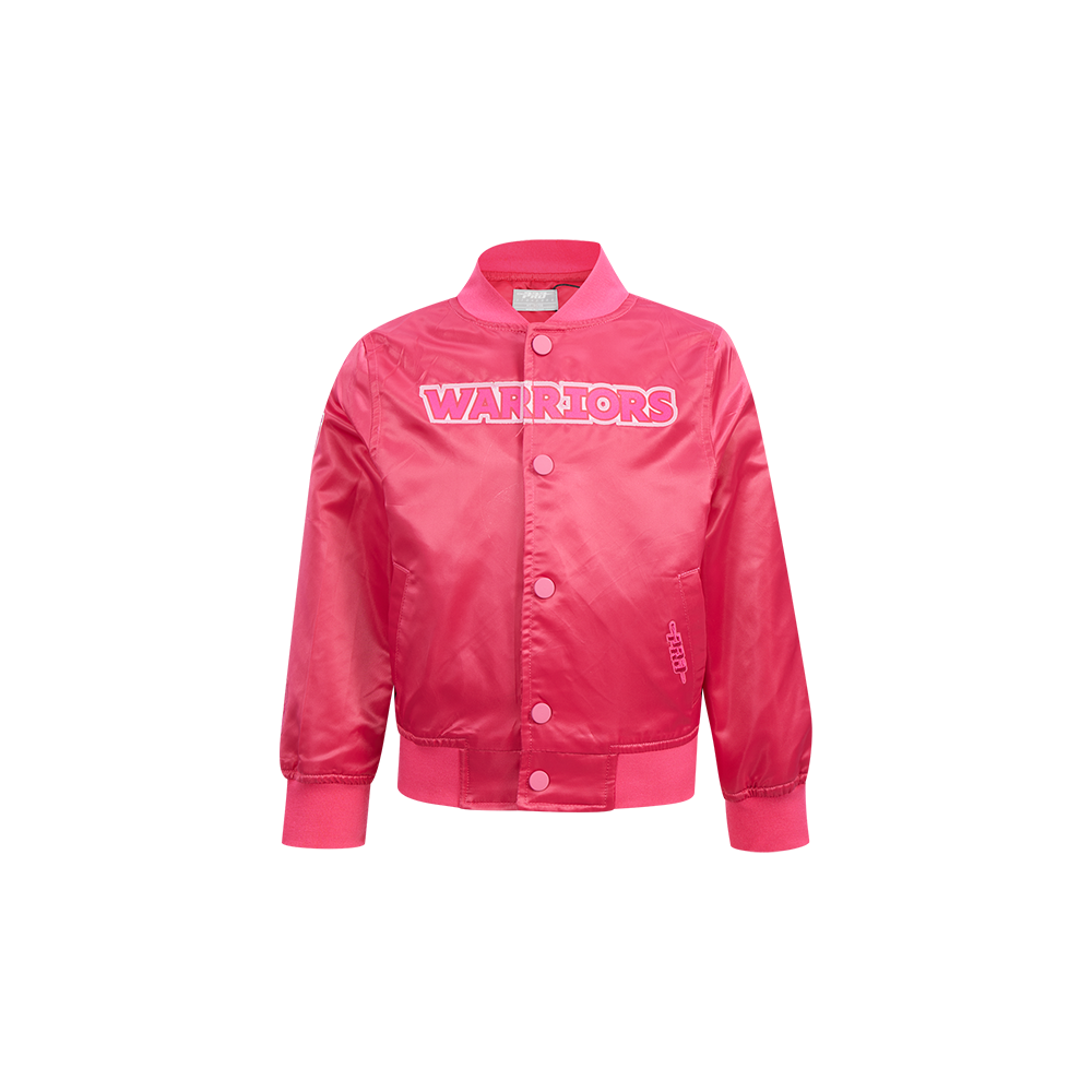 CHAMARRA DE SATIN NBA GOLDEN STATE WARRIORS CLASSIC TRIPLE PINK PARA BEBÉ NIÑA