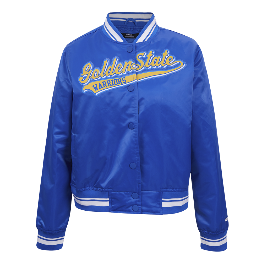 CHAMARRA DE SATÍN NBA GOLDEN STATE WARRIORS SCRIPT TAIL PARA MUJER