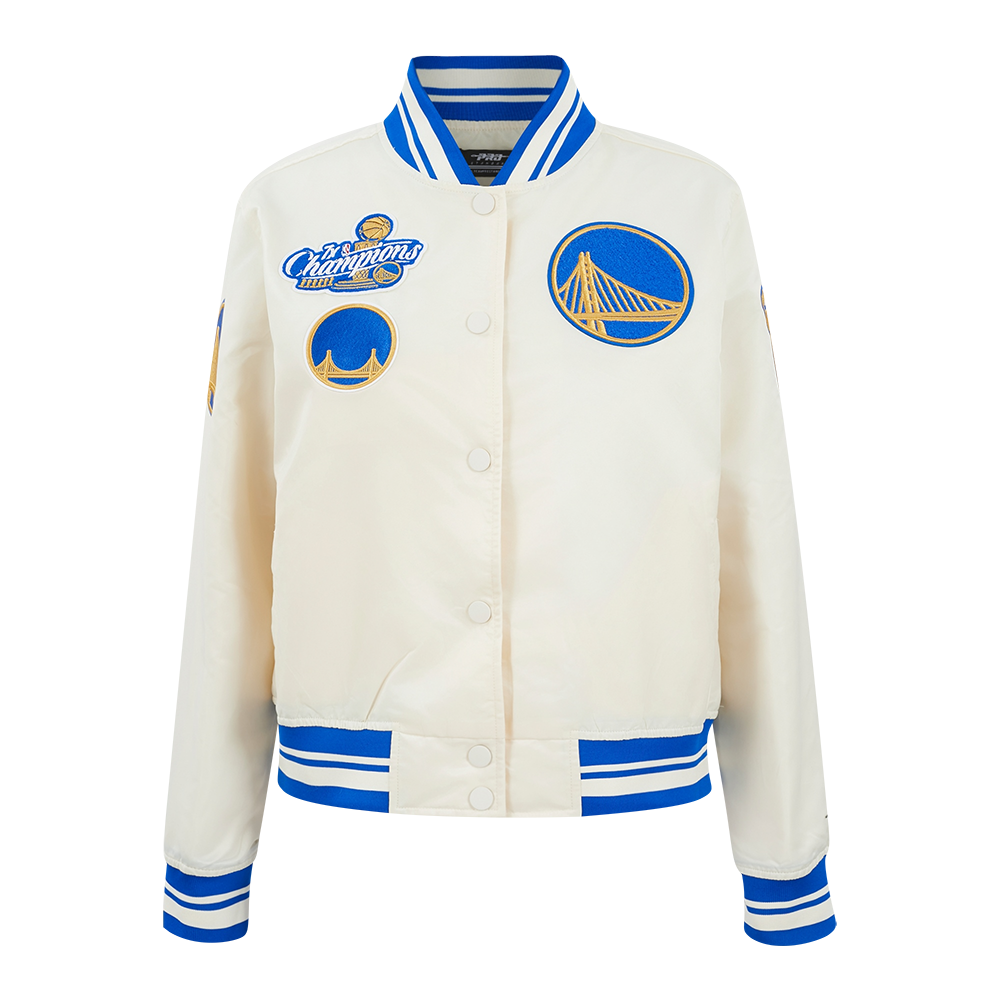 CHAMARRA DE SATÍN NBA GOLDEN STATE WARRIORS RETRO CLASSICS PARA MUJER