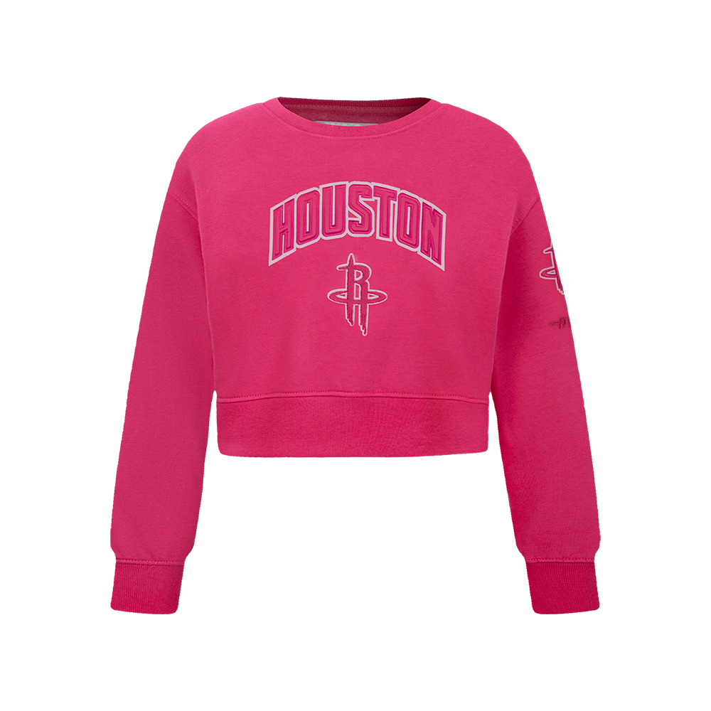 SUDADERA DE CUELLO REDONDO NBA HOUSTON ROCKETS CLASSIC TRIPLE PINK PARA NIÑA JUNIOR