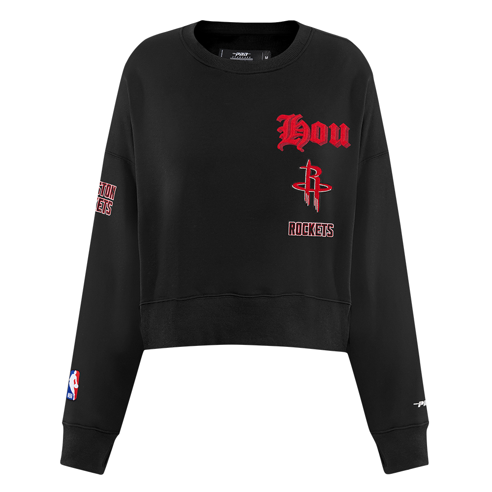 SUDADERA DE CUELLO REDONDO NBA HOUSTON ROCKETS OLD ENGLISH PARA MUJER