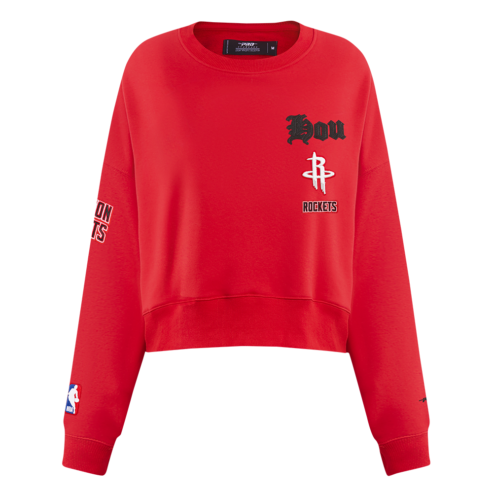 SUDADERA DE CUELLO REDONDO NBA HOUSTON ROCKETS OLD ENGLISH PARA MUJER