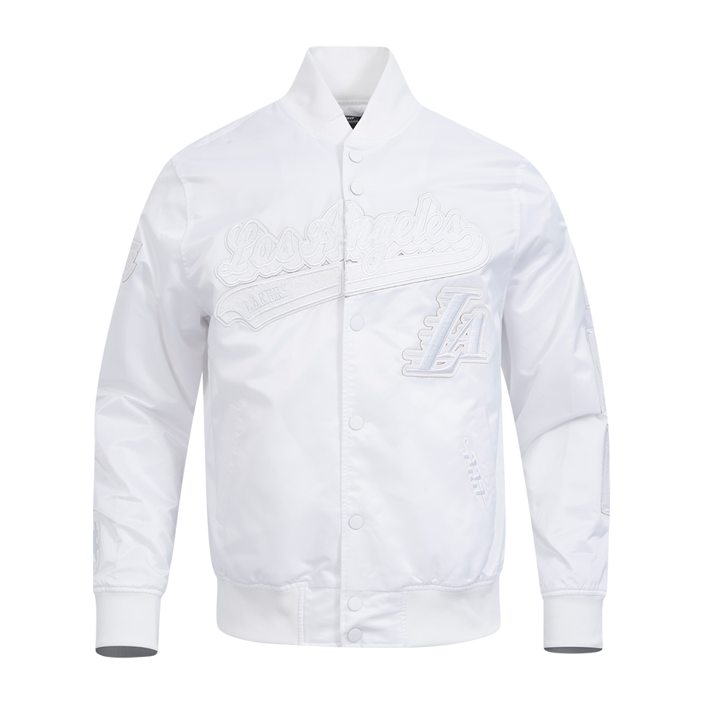 CHAMARRA DE SATÍN NBA LOS ANGELES LAKERS WHITE OUT