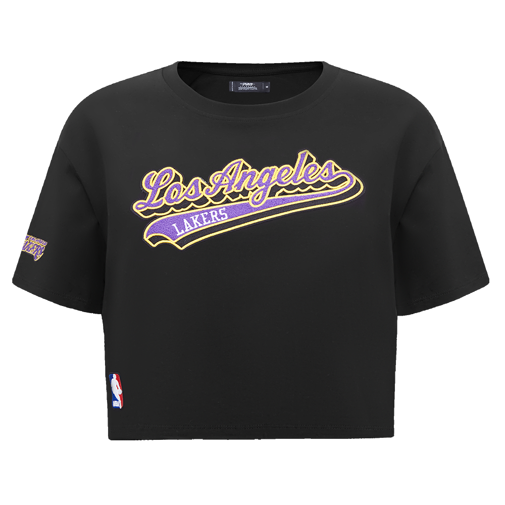 PLAYERA CROP NBA LOS ANGELES LAKERS SCRIPT TAIL PARA MUJER