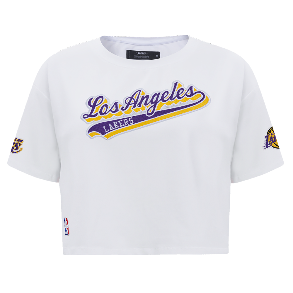 PLAYERA CROP NBA LOS ANGELES LAKERS SCRIPT TAIL PARA MUJER