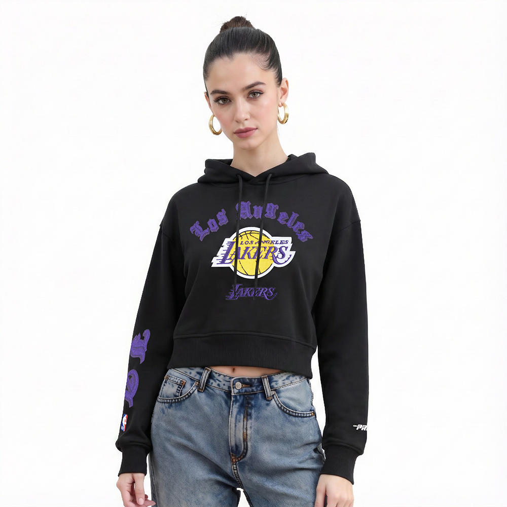 SUDADERA CON GORRO NBA LOS ANGELES LAKERS OLD ENGLISH PARA MUJER