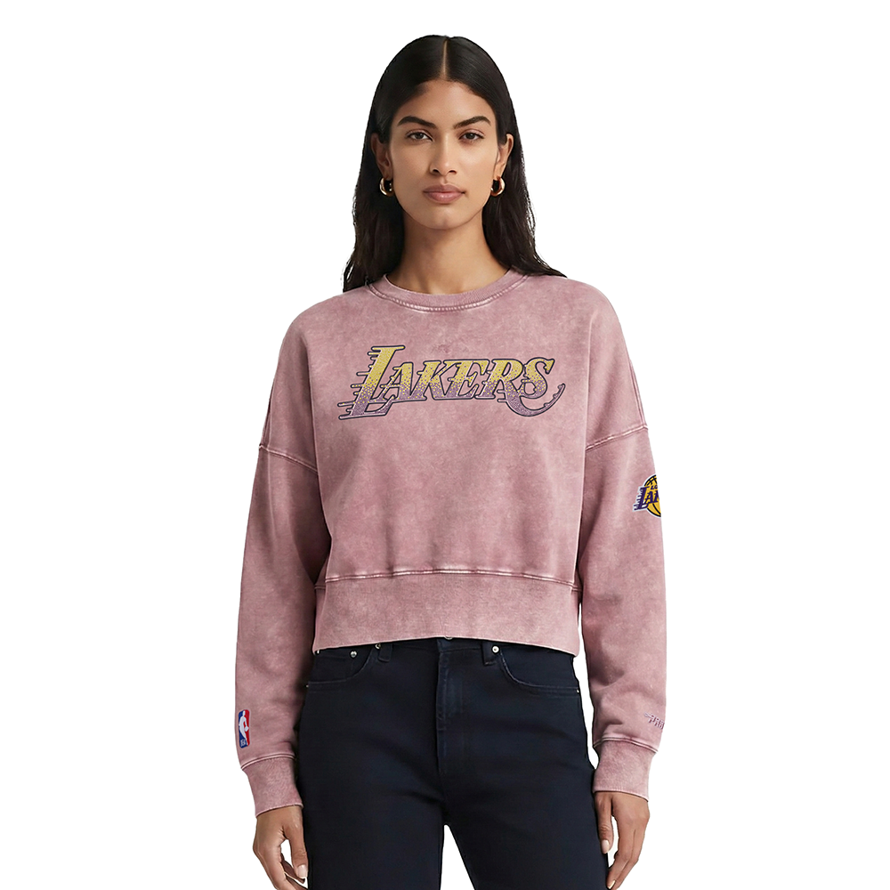 SUDADERA DE CUELLO REDONDO NBA LOS ANGELES LAKERS WASHED JEWELS PARA MUJER