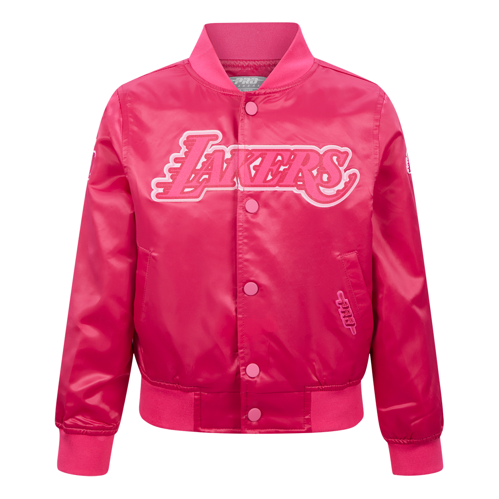 CHAMARRA DE SATIN NBA LOS ANGELES LAKERS CLASSIC TRIPLE PINK PARA NIÑA