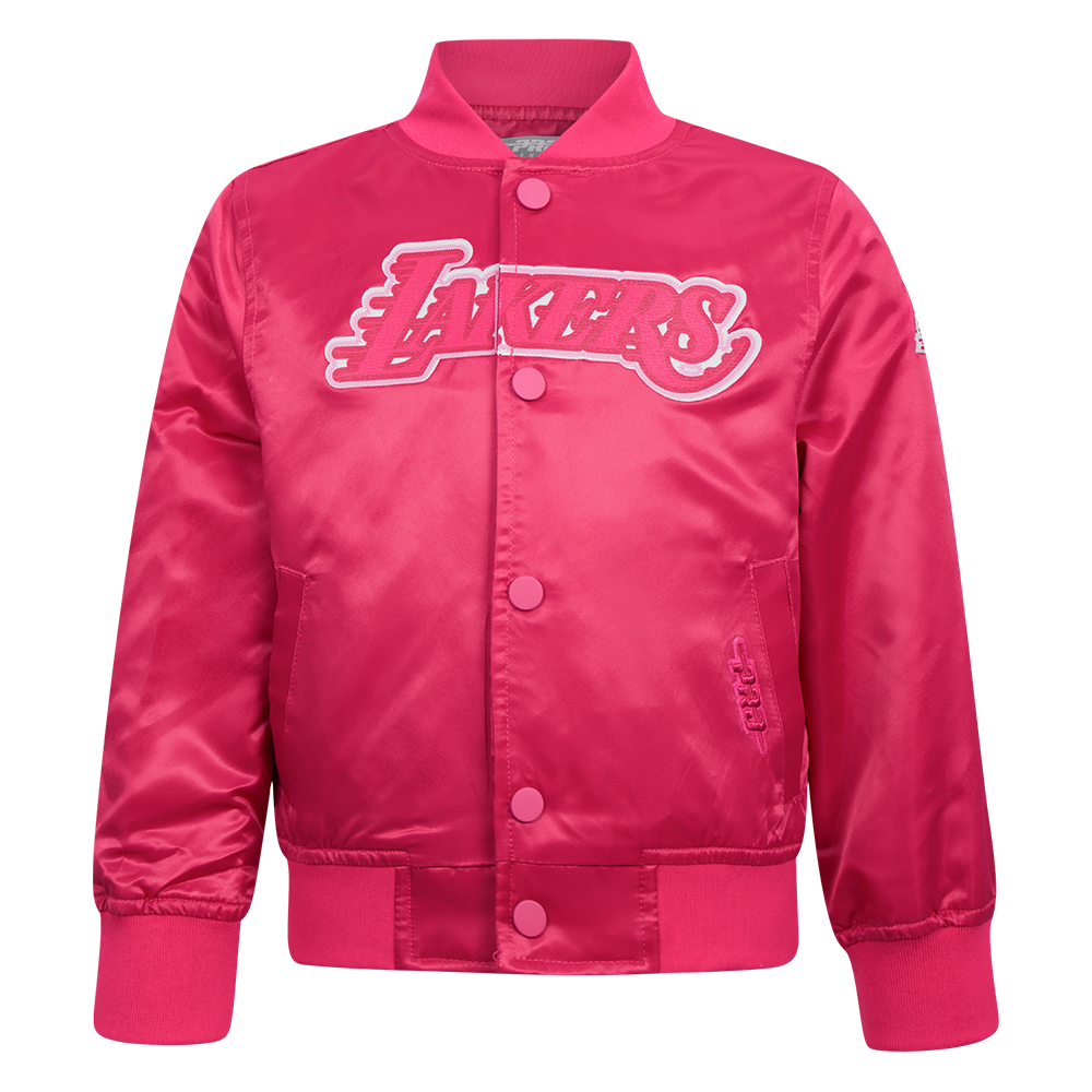 CHAMARRA DE SATIN NBA LOS ANGELES LAKERS CLASSIC TRIPLE PINK PARA BEBÉ NIÑA