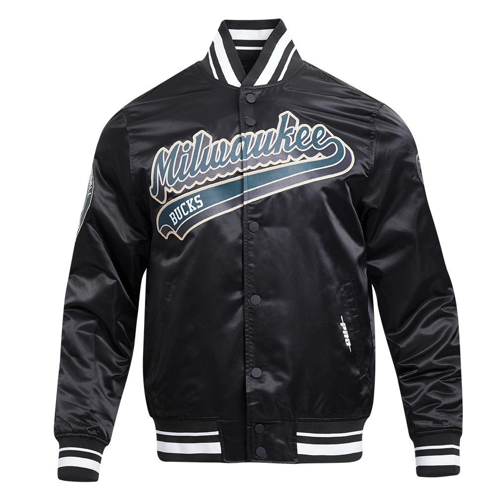 CHAMARRA DE SATÉN NBA MILWAUKEE BUCKS SCRIPT TAIL