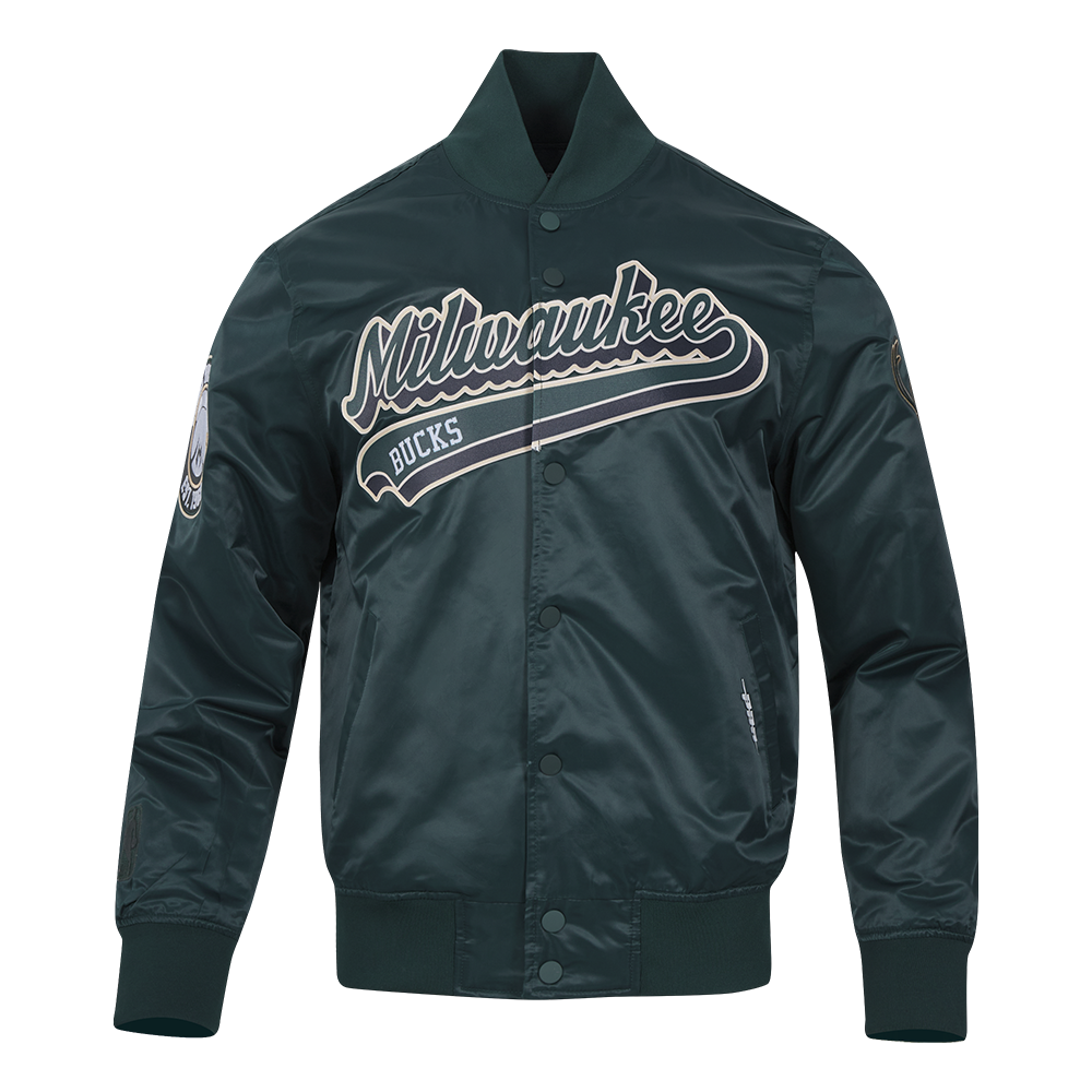 CHAMARRA DE SATÍN NBA MILWAUKEE BUCKS SCRIPT TAIL