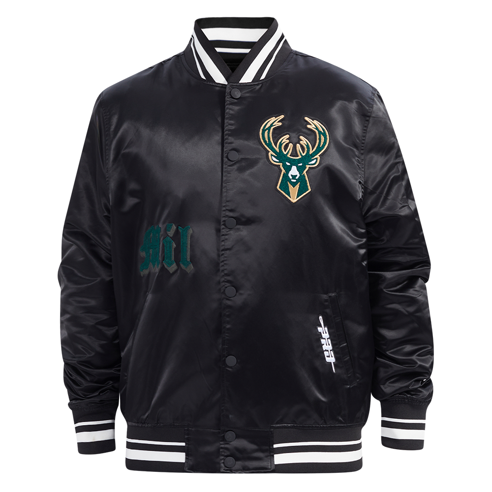 CHAMARRA DE SATÍN NBA MILWAUKEE BUCKS OLD ENGLISH