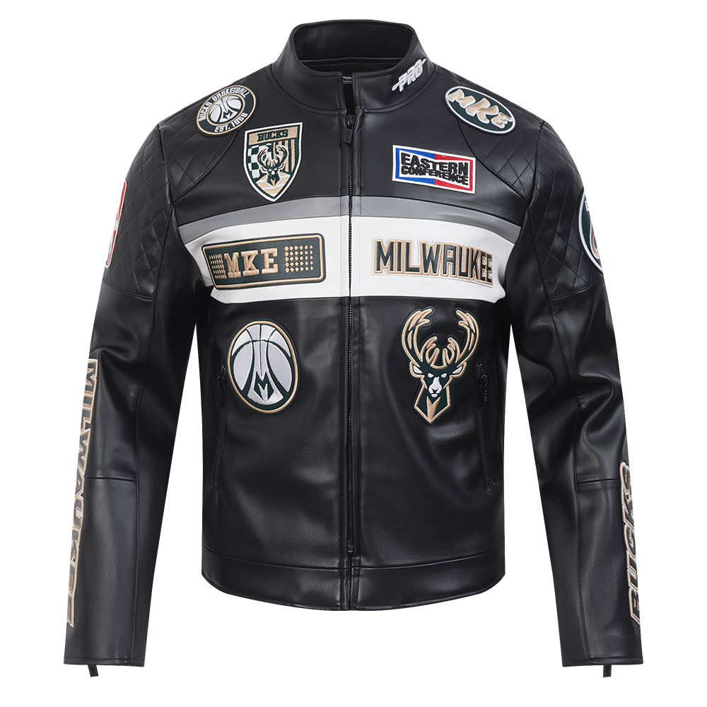 CHAMARRA DE PIEL NBA MILWAUKEE BUCKS MOTO JACKET
